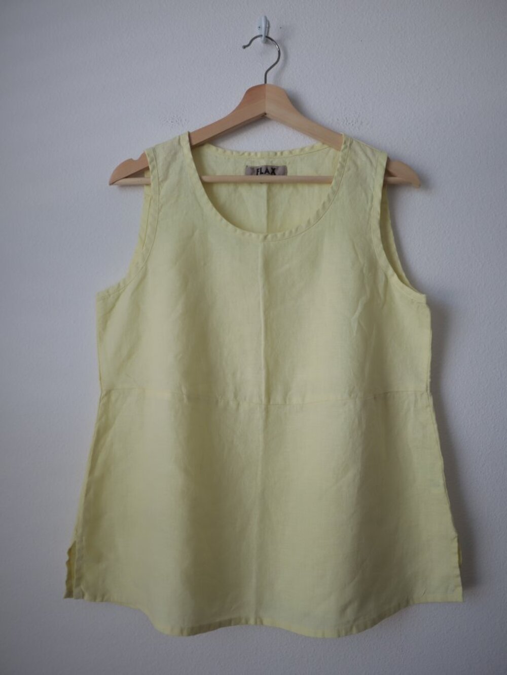 FLAX Butter Yellow Linen Sleeveless Top | S